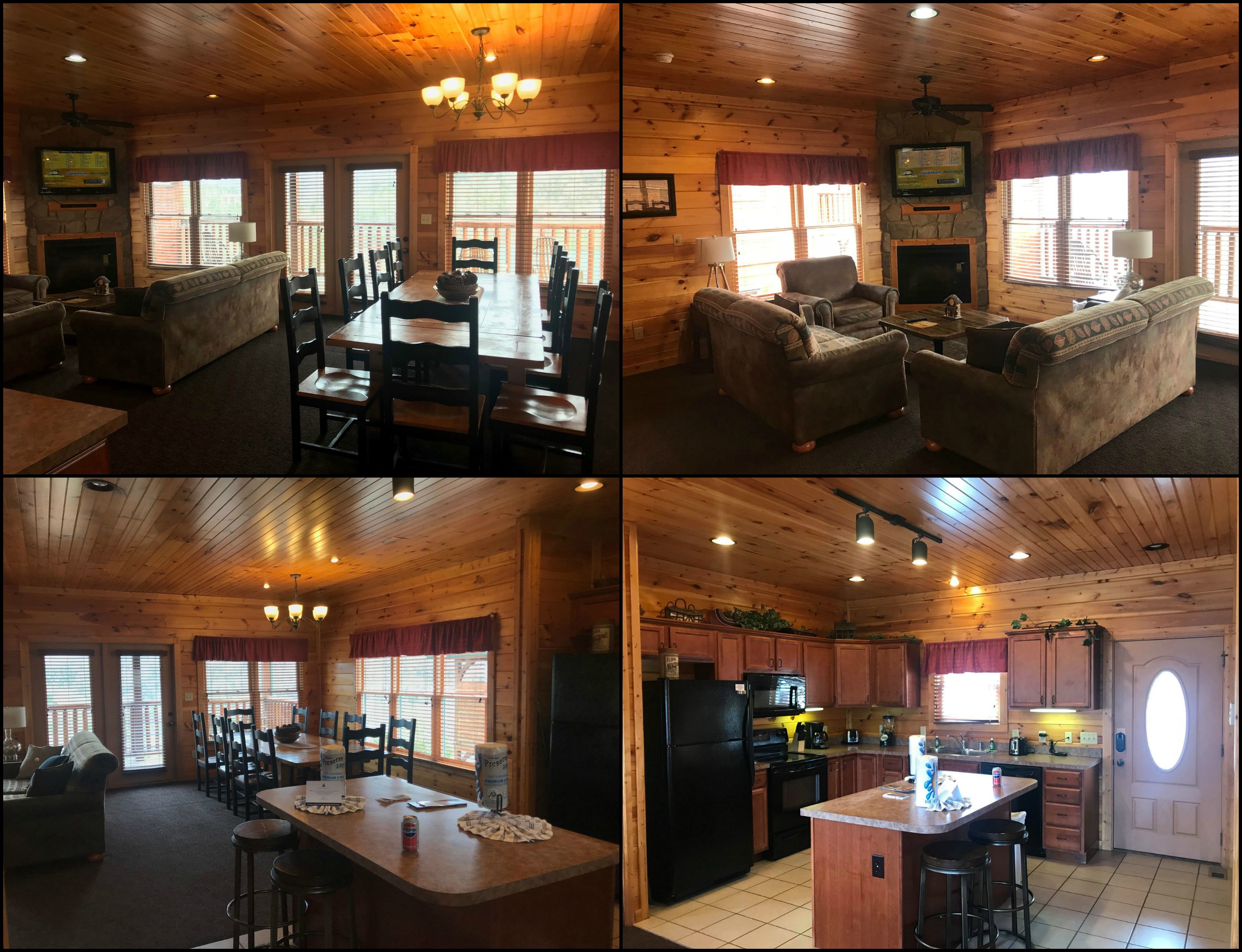 Cabin living kitchen collage